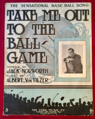 1908 Take Me Out To The Ball Game Sheet Music Front Back Covers Only