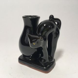 Vintage Ceramic Black Cat Match Or Toothpick Holder Halloween Japan