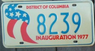 Washington Dc 1977 Jimmy Carter Inaugural License Plate 8239
