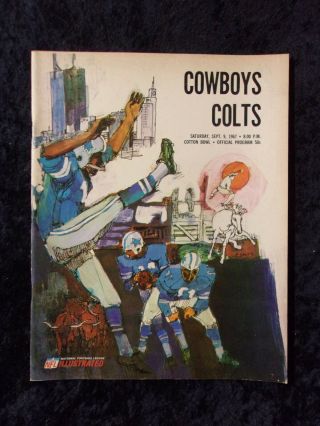 Vintage September 9,  1967 Baltimore Colts Vs Dazllas Cowboys Nfl Program 920