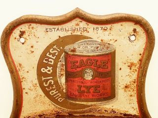Antique Vintage Tin Advertising Soap Dish Tray Holder EAGLE EYE LYE Wall Hung 2