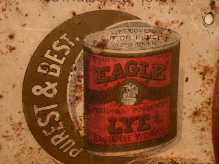 Antique Vintage Tin Advertising Soap Dish Tray Holder EAGLE EYE LYE Wall Hung 3