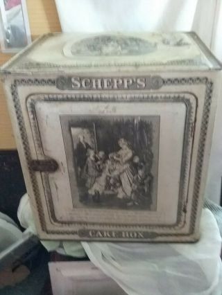 Antique Schepp ' s Cake Box Tin Lithographs,  Antique Schepp ' s Cake Box Shabby Chc 2