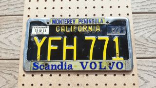 Vintage Metal Dealer License Plate Frame Scandia Volvo Monterey California Ca