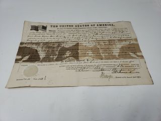 Antique Iowa Presidential Land Grant Signed President James Buchanan War Of 1812