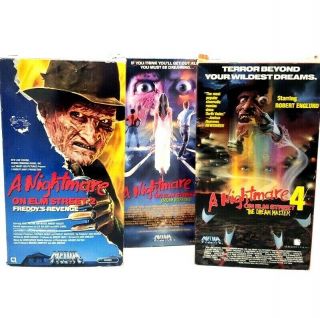 A Nightmare On Elm Street Bundle 2 3 4 Freddy Krueger Vintage Vhs Line 1986