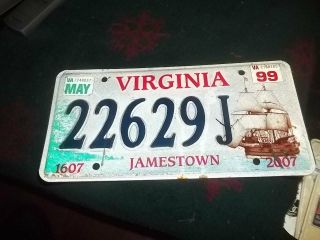 Virginia License Plate 1999 Jamestown 22629j