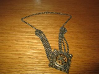 Vintage Art Deco? Necklace Pendant & Chain Fleur De Lis