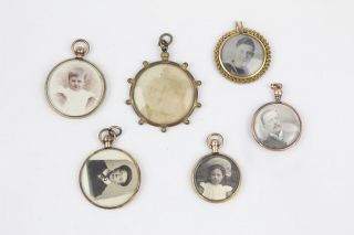 6 X Antique Double Sided Photo Lockets Inc.  Rolled Gold