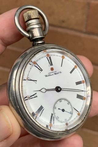 A Gents Large Early Antique Solid Silver P.  S Barlett Waltham Pocket Watch,  1888.