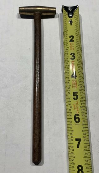 Vintage Tool - Brass Hammer - Wooden Handle - 8”