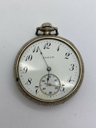 Antique 1912 Elgin / Size 12s Pocket Watch Grade 311 White Gold Filled