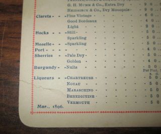 Breakfast Menu & Alcohol - Tobacco List - Cunard R.  M.  S.  Umbria - September 1896 3