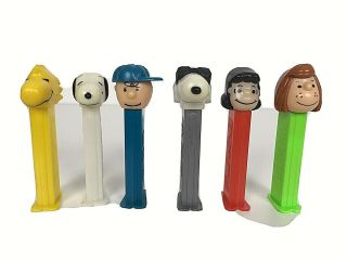 6 Vintage Pez Peanuts Snoopy Woodstock Charlie Brown Lucy Peppermint Patty Cool