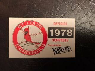 St.  Louis Cardinals 1978 Mlb Baseball Pocket Schedule Card - Busch
