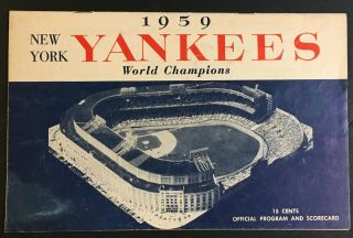 1959 Yankee Stadium Mlb Baseball Program Score Card York Yankees White Sox