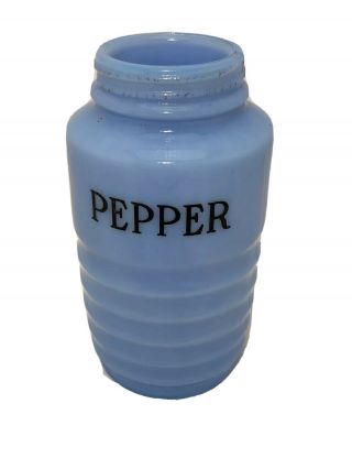Vintage Jeannette Glass Delphite Blue Pepper Shaker Base No Cover 4.  5 " H