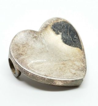 Ornate Vintage Signed Gsx 925 Sterling Silver Modernist Heart Two Bail Pendant