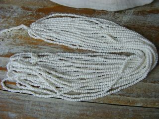 Vintage Opaque White Czech Glass Seed Beads 11/0 - Old Stock 1969 - 5 Hanks