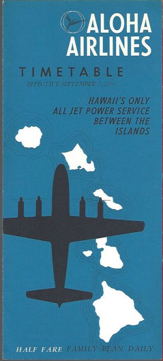 Aloha Airlines System Timetable 9/3/63 [9071]