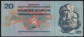 1970 20 Korun Czechoslovakia Old Vintage Paper Money Banknote Currency Note Xf