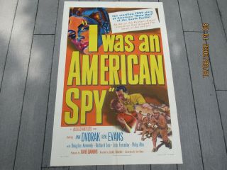 Vintage 1951 " I Was An American Spy " Motion Picture Movie Promotion Poster