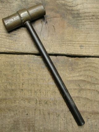 Vintage Small Brass Head Hammer With Steel Handle
