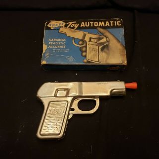 Vintage " Krest " Automatic Tin / Metal Toy Gun With Box,  Usa -
