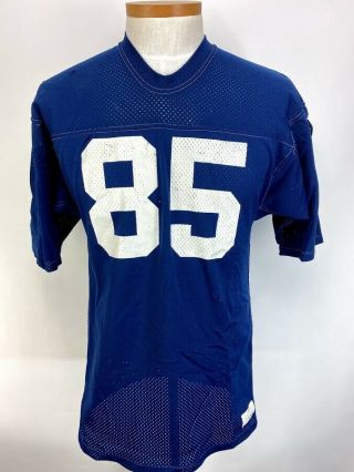 Vintage Sand Knit Football Jersey Navy Blue Usa Made Size Large