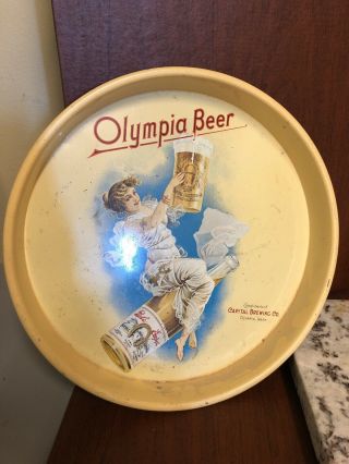 Vintage 13 " Tin Tray Advertising Olympia Beer Capital Brewing Co.  Olympia,  Wash.