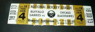 1/4/79 Buffalo Sabres Vs Chicago Blackhawks Full Ticket - The Aud