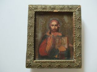 Antique Oil Painting Religious Icon Old Master 18th To 19th Century Portrait