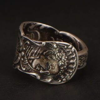 Vtg Sterling Silver - Wisconsin State Seal Spoon Handle Ring Size 9 - 11g