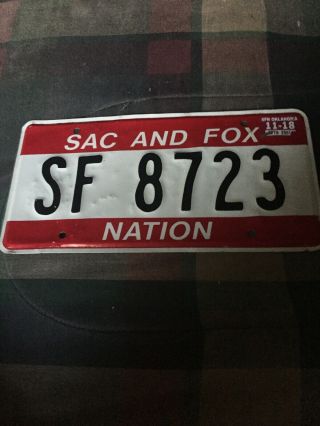 Oklahoma License Plate Sac And Fox Indian Tribal Native American Auto Tag Okla.