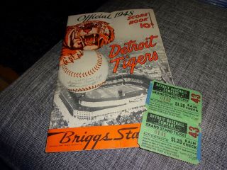 1948 Detroit Tigers Vs.  York Yankees Scorecard & Tickets - Fair