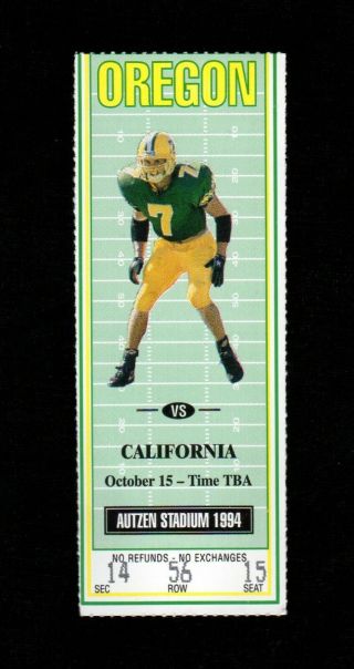 Orig.  1994 Oregon Ducks Vs California Bears Football Ticket Rose Bowl Year