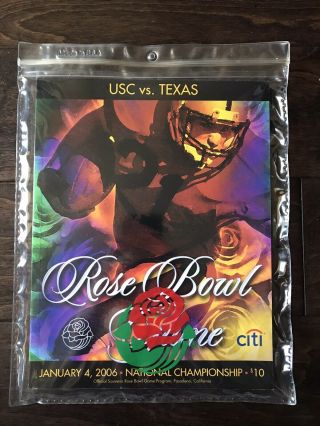 2006 Rose Bowl Game Program W/ Rare Case Usc Texas National Championship
