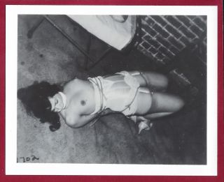 Vintage Nude Photo Perky Breasts Dark Puffy Nips Tied Up Kinbaku Kidnapped Pinup