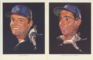 10 Los Angeles Dodgers 1962 Union 76 Volpe Color Prints—koufax,  Drysdale,  Wills