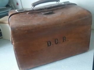 Antique Leather Fitted Gentlemans Travel Case - Suitcase - 1897 - Clasp Needs Work