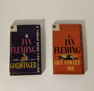 Vintage James Bond 007 Book Pair,  Goldfinger & Live And Let Die By Ian Fleming