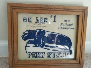 Penn State " We Are 1 " 1982 National Champion Framed Artwork 11.  5  X9.  5