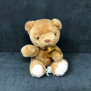 Russ Baby Bibi Teddy Bear 9” Brown Plush Pacifier Jointed Stuffed Animal Vtg