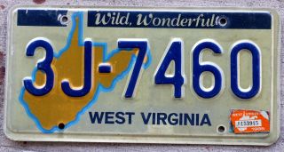 Older West Virginia Blue - Bordered State Outline License Plate - 1985 Sticker