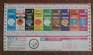 Pittsburgh Steelers Full Season Tickets Blank Sheets 1973,  1976,  1978
