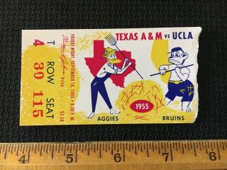1955 College Football Ticket Stub Los Angeles Coliseum Texas A & M Vs Ucla