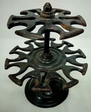 Cast Iron Rubber Stamp Stand Two Tier Victorian Rotating Carousel