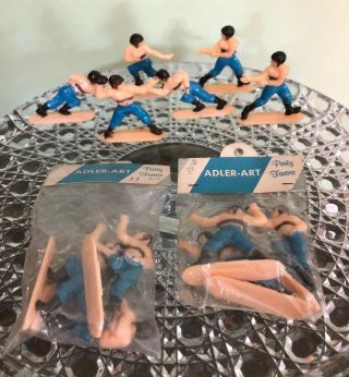 Vtg Football Players Cake Toppers Parry Favors 2 Packs,  6 Players (12) 60’s