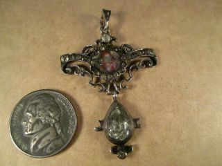 Antique Georgian/victorian Sterling Silver & Paste Pendant,  Unsigned,  7.  2g