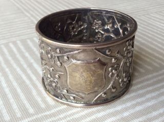Late 19th Century/early 20th Chinese Silver Cherry Blossom Design Napkin Ring 1